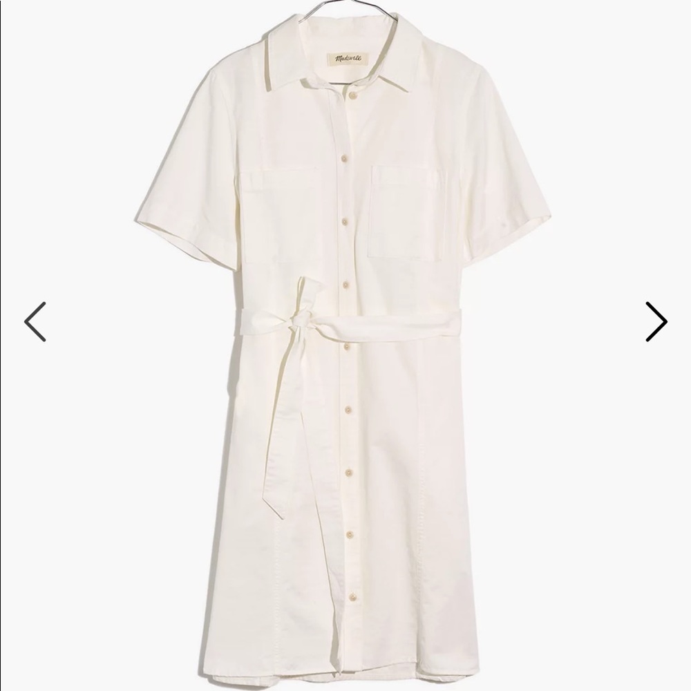 Denim Seamed Courier Tie-Waist Shirtdress XXS NWT